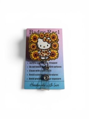 Hello Kitty Sunflower Badge Reel - Yellow & White
